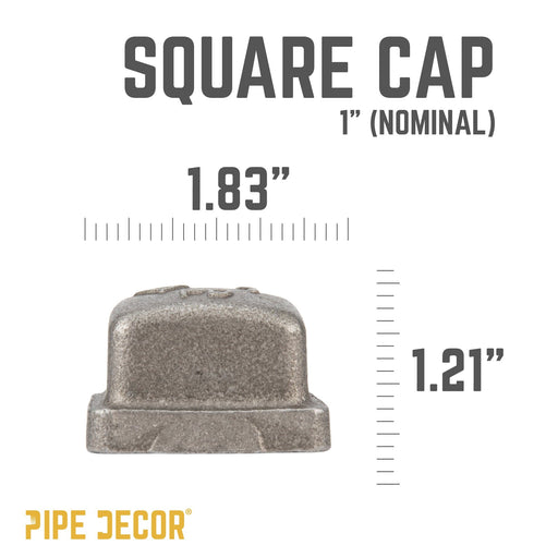 1 in. Black Square Cap - Sweatfully