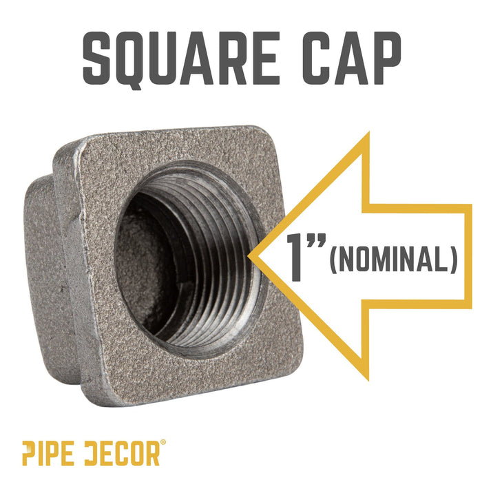 1 in. Black Square Cap - Sweatfully