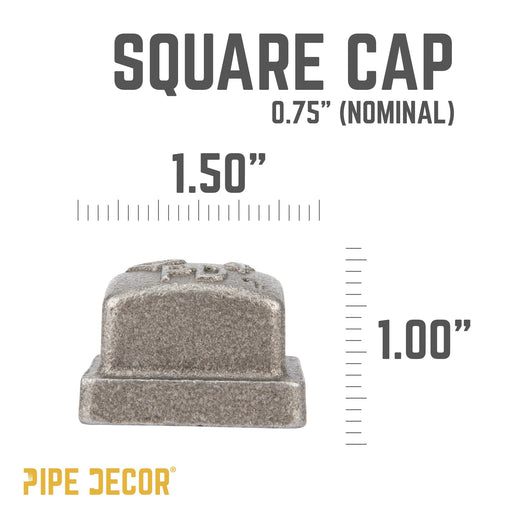 3/4 in. Black Square Cap - Sweatfully