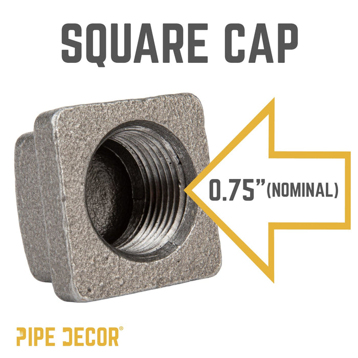 3/4 in. Black Square Cap - Sweatfully