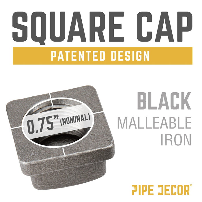 3/4 in. Black Square Cap - Sweatfully
