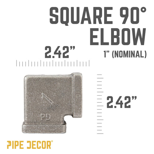 1 in. Black Square 90 Degree Elbow - Sweatfully