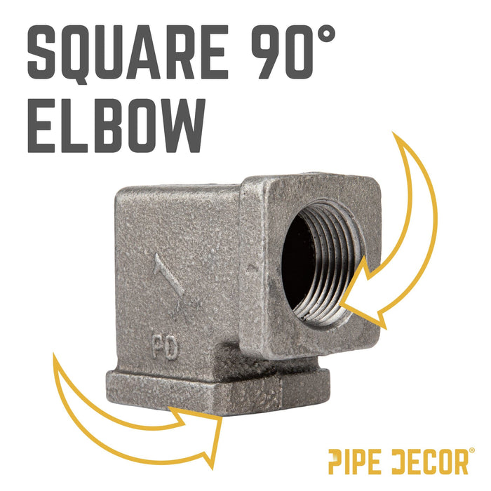 1 in. Black Square 90 Degree Elbow - Sweatfully