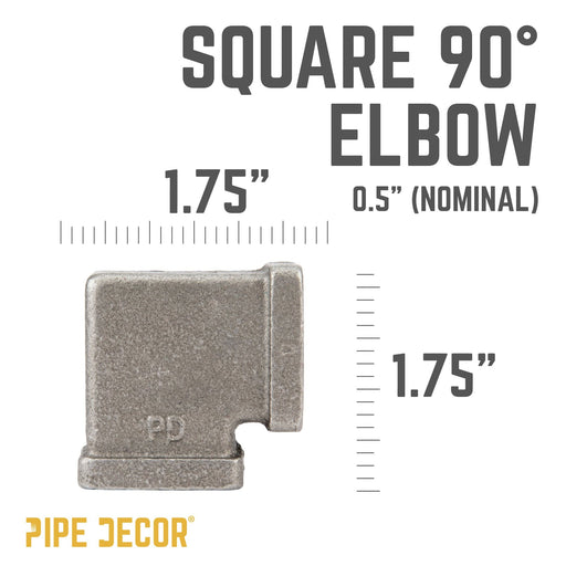 1/2 in. Black Square 90 Degree Elbow - Sweatfully