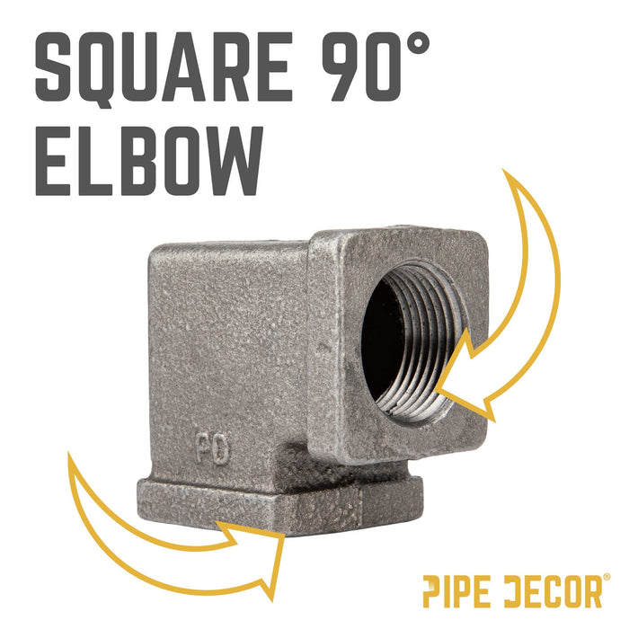 1/2 in. Black Square 90 Degree Elbow - Sweatfully