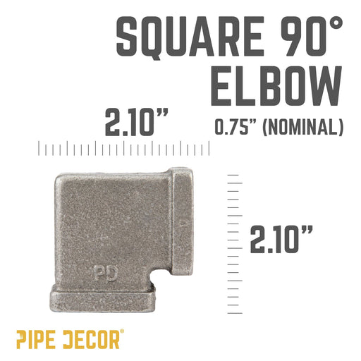 3/4 in. Black Square 90 Degree Elbow - Sweatfully