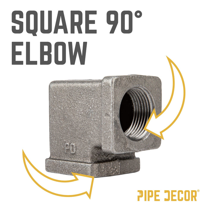 3/4 in. Black Square 90 Degree Elbow - Sweatfully