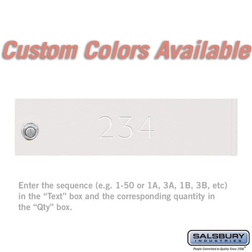 Salsbury Custom Door Engraving - Regular - for Custom Color 4C Horizontal Mailbox and Parcel Locker Door - Sweatfully