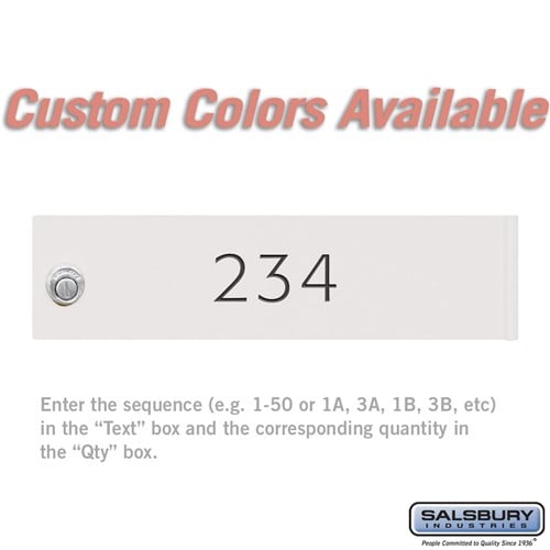 Salsbury Custom Door Engraving - Black Filled - for Custom Color 4C Horizontal Mailbox and Parcel Locker Door - Sweatfully