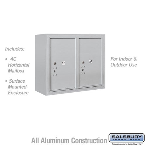 Salsbury 6 Door High Surface Mounted 4C Horizontal Parcel Locker with 2 Parcel Lockers in Aluminum with USPS Access - Sweatfully