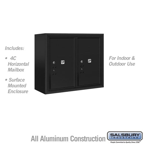 Salsbury 6 Door High Surface Mounted 4C Horizontal Parcel Locker with 2 Parcel Lockers in Black with USPS Access - Sweatfully