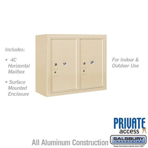 Salsbury 6 Door High Surface Mounted 4C Horizontal Parcel Locker with 2 Parcel Lockers in Sandstone with Private Access - Sweatfully