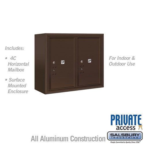 Salsbury 6 Door High Surface Mounted 4C Horizontal Parcel Locker with 2 Parcel Lockers in Bronze with Private Access - Sweatfully