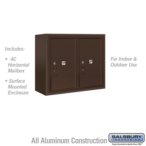 Salsbury 6 Door High Surface Mounted 4C Horizontal Parcel Locker with 2 Parcel Lockers in Bronze with USPS Access - Sweatfully