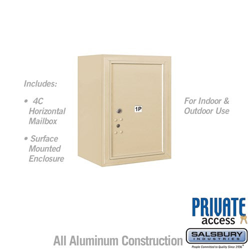 Salsbury 6 Door High Surface Mounted 4C Horizontal Parcel Locker with 1 Parcel Locker in Sandstone with Private Access - Sweatfully