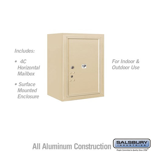 Salsbury 6 Door High Surface Mounted 4C Horizontal Parcel Locker with 1 Parcel Locker in Sandstone with USPS Access - Sweatfully
