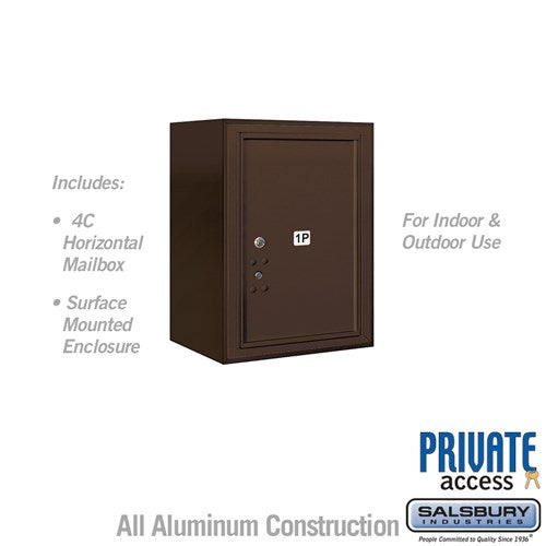 Salsbury 6 Door High Surface Mounted 4C Horizontal Parcel Locker with 1 Parcel Locker in Bronze with Private Access - Sweatfully