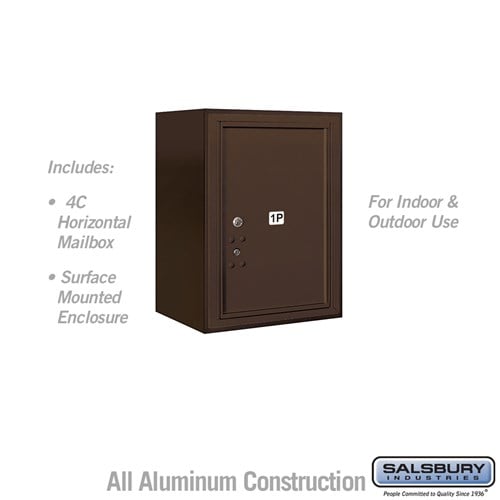 Salsbury 6 Door High Surface Mounted 4C Horizontal Parcel Locker with 1 Parcel Locker in Bronze with USPS Access - Sweatfully