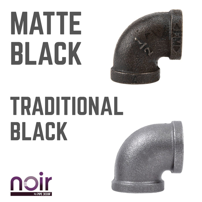 1/2 in. Prefinished Matte Black 90 Degree Elbow - Sweatfully