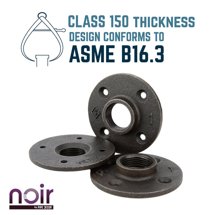 1 in. Prefinished Matte Black Floor Flange - Sweatfully