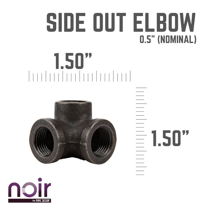 1/2 in.  Prefinished Matte Black Side Outlet Elbow - Sweatfully