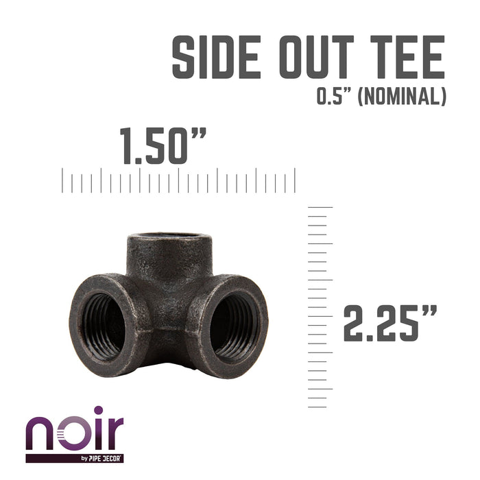 1/2 in.  Prefinished Matte Black Side Outlet Tee - Sweatfully