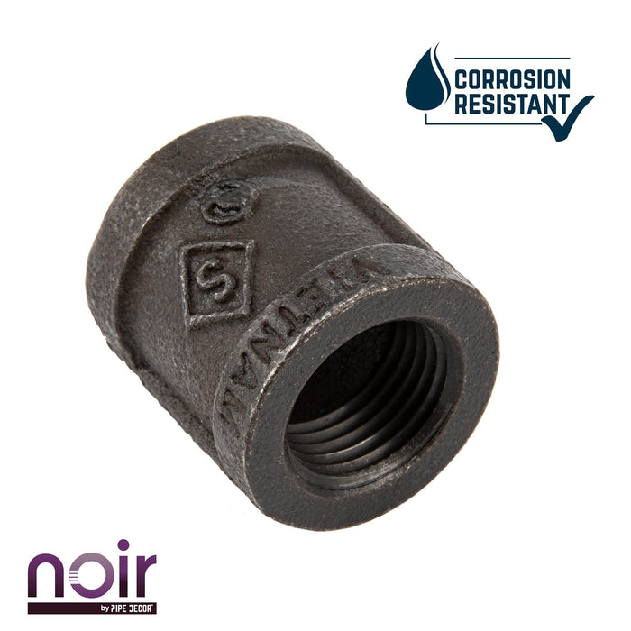 1/2 in. Prefinished Matte Black Coupling - Sweatfully