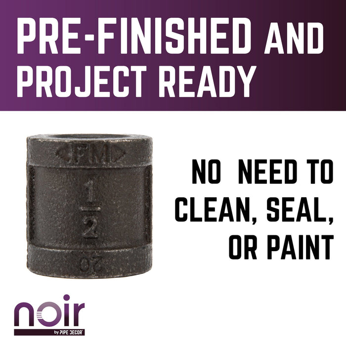 1/2 in. Prefinished Matte Black Coupling - Sweatfully