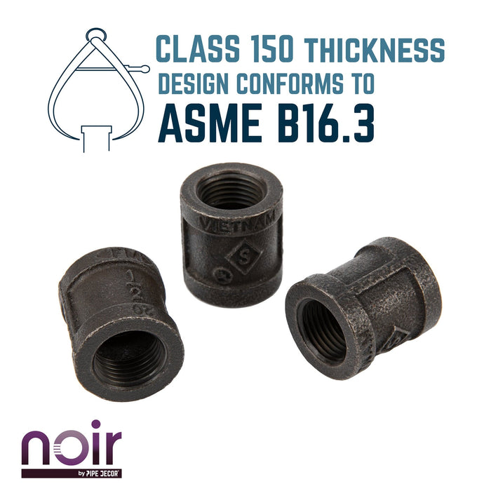 1/2 in. Prefinished Matte Black Coupling - Sweatfully