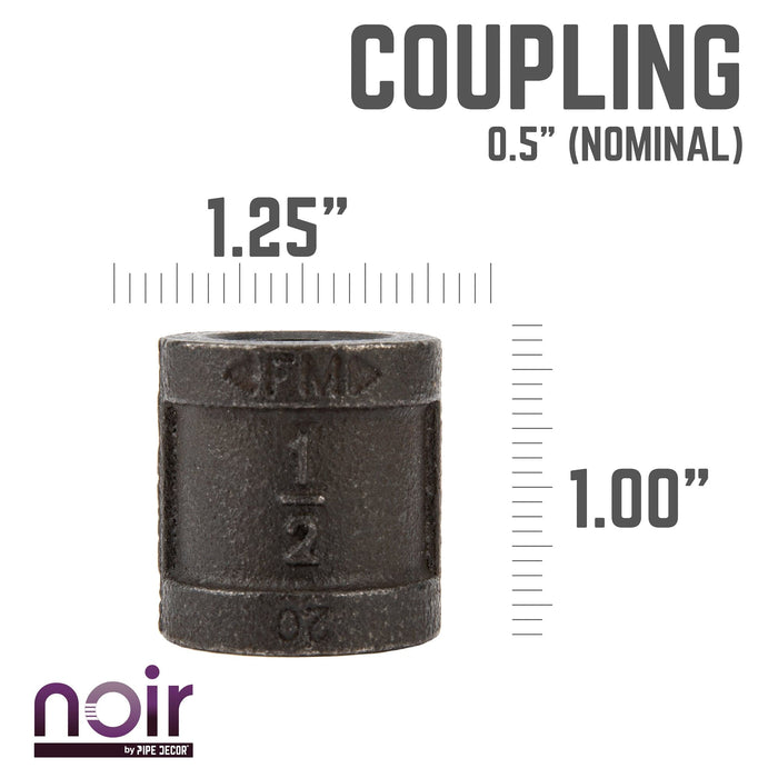 1/2 in. Prefinished Matte Black Coupling - Sweatfully
