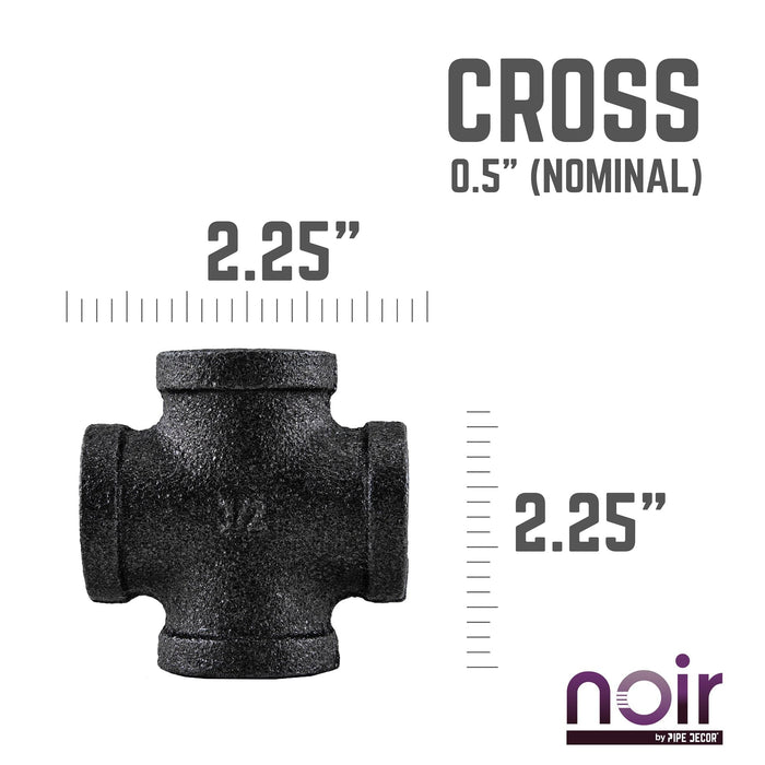 1/2 in. Prefinished Matte Black Cross - Sweatfully