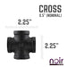 1/2 in. Prefinished Matte Black Cross - Sweatfully