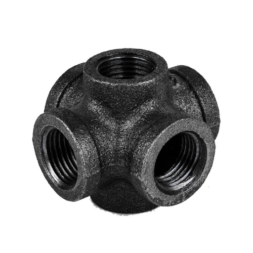 1/2 in. Prefinished Matte Black 6-Way Fitting - Sweatfully
