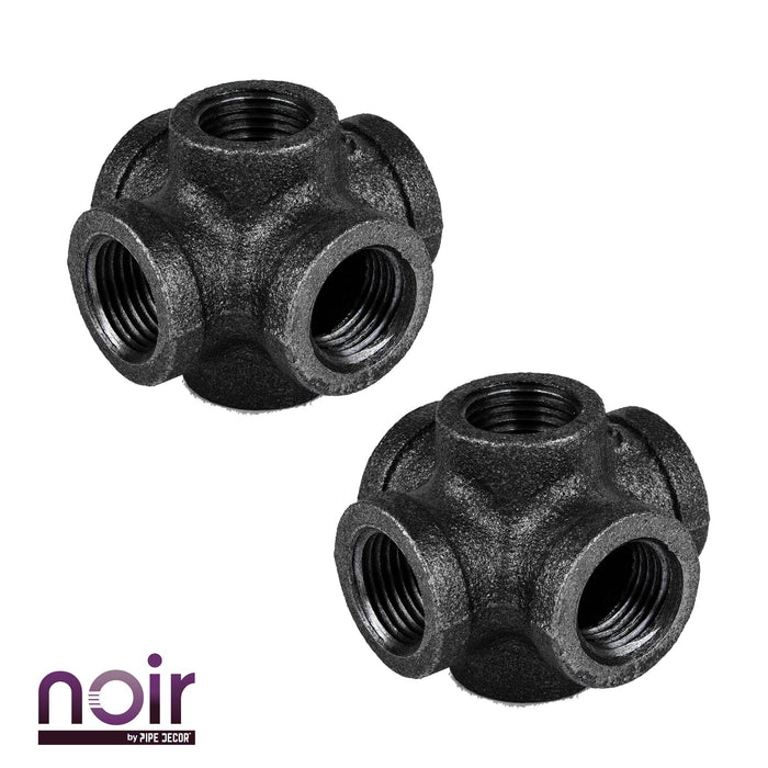 1/2 in. Prefinished Matte Black 6-Way Fitting - Sweatfully