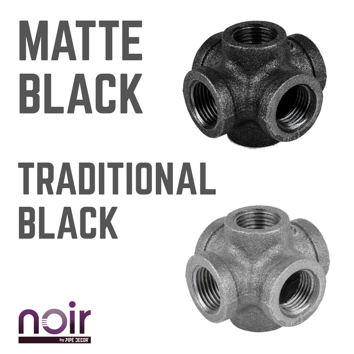 1/2 in. Prefinished Matte Black 6-Way Fitting - Sweatfully