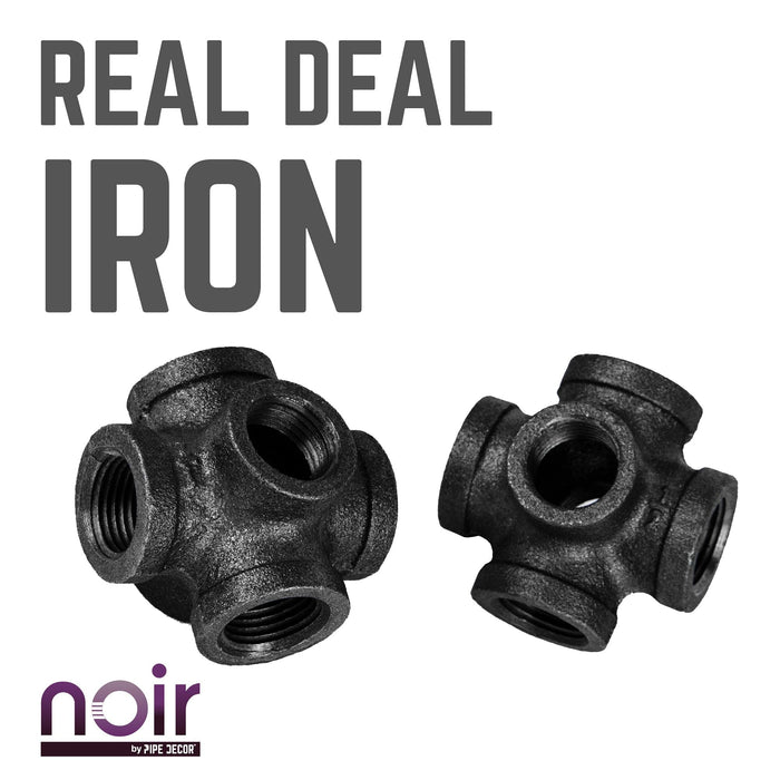 1/2 in. Prefinished Matte Black 6-Way Fitting - Sweatfully