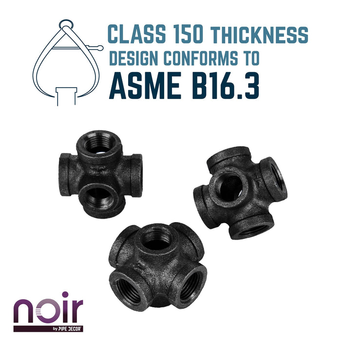 1/2 in. Prefinished Matte Black 6-Way Fitting - Sweatfully