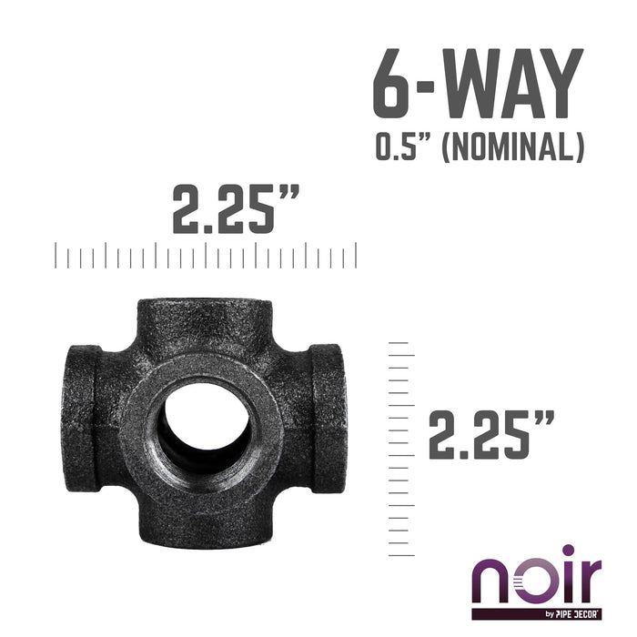 1/2 in. Prefinished Matte Black 6-Way Fitting - Sweatfully