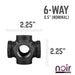 1/2 in. Prefinished Matte Black 6-Way Fitting - Sweatfully
