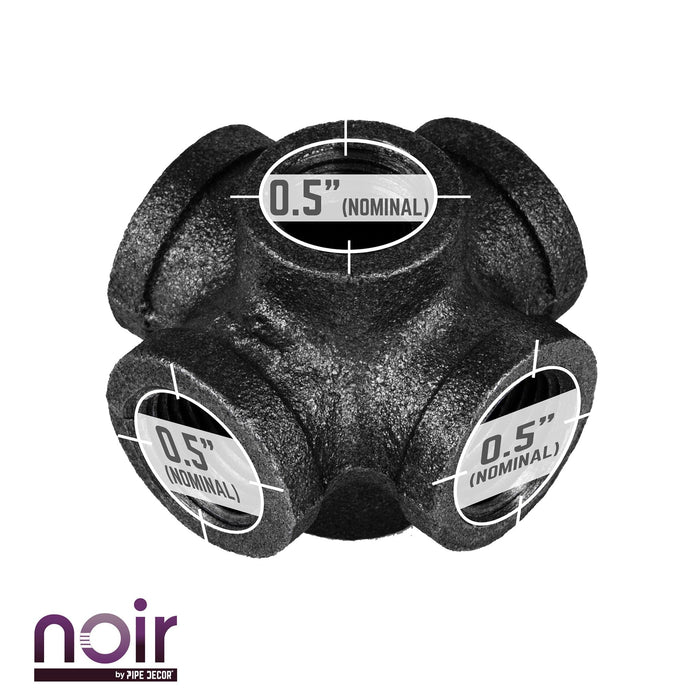 1/2 in. Prefinished Matte Black 6-Way Fitting - Sweatfully