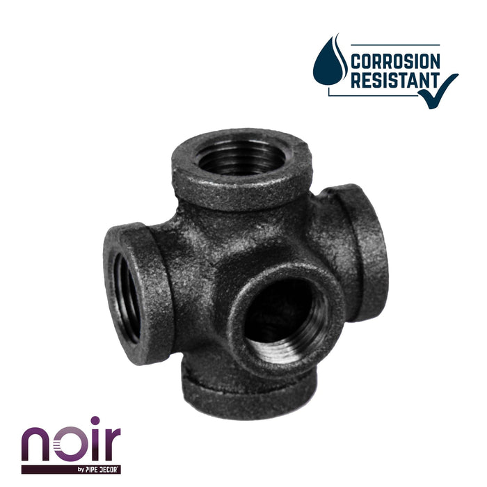 1/2 in. Prefinished Matte Black 5-Way Fitting - Sweatfully
