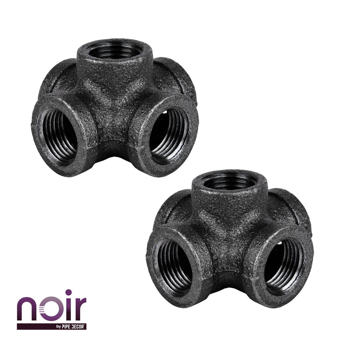 1/2 in. Prefinished Matte Black 5-Way Fitting - Sweatfully