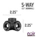 1/2 in. Prefinished Matte Black 5-Way Fitting - Sweatfully
