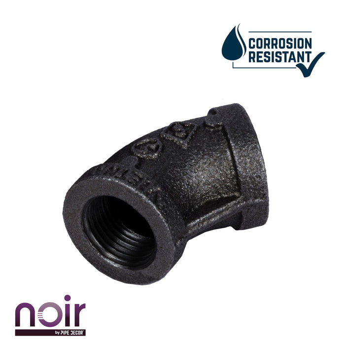 1/2 in. Prefinished Matte Black 45-Degree Elbow - Sweatfully