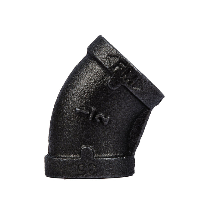 1/2 in. Prefinished Matte Black 45-Degree Elbow - Sweatfully