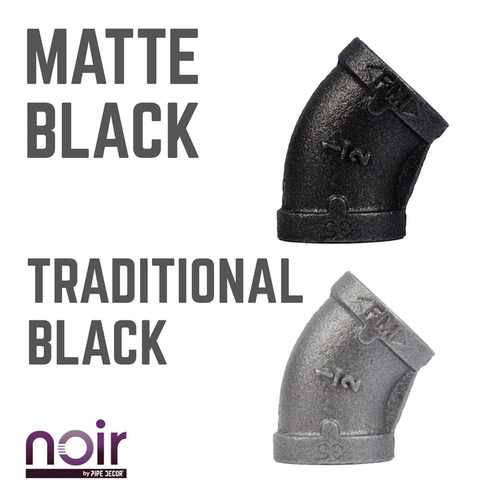 1/2 in. Prefinished Matte Black 45-Degree Elbow - Sweatfully