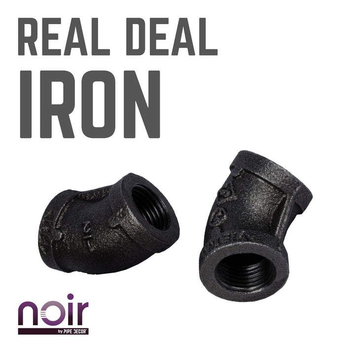 1/2 in. Prefinished Matte Black 45-Degree Elbow - Sweatfully