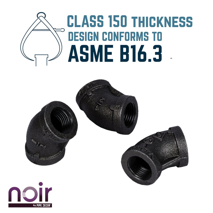 1/2 in. Prefinished Matte Black 45-Degree Elbow - Sweatfully