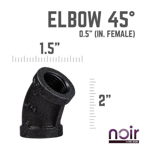 1/2 in. Prefinished Matte Black 45-Degree Elbow - Sweatfully