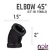 1/2 in. Prefinished Matte Black 45-Degree Elbow - Sweatfully